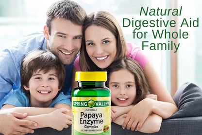 Spring Valley Papaya Enzyme Chewable - 360 Vegan Tablets | Bromelain Digestive Aid
