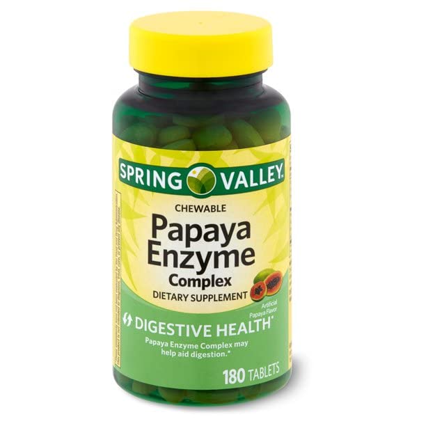 Spring Valley Papaya Enzyme Complex Tablets - 180 Count Pack of 2