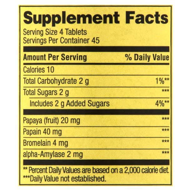 Spring Valley Papaya Enzyme Complex Tablets - 180 Count Pack of 2
