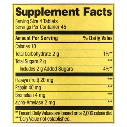 Spring Valley Papaya Enzyme Complex Tablets - 180 Count Pack of 2