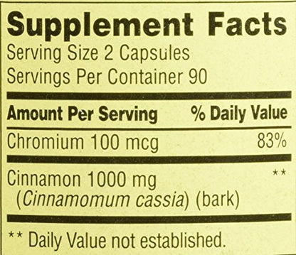Spring Valley Cinnamon 500mg + Chromium Twin Pack – 2 x 180 Capsules