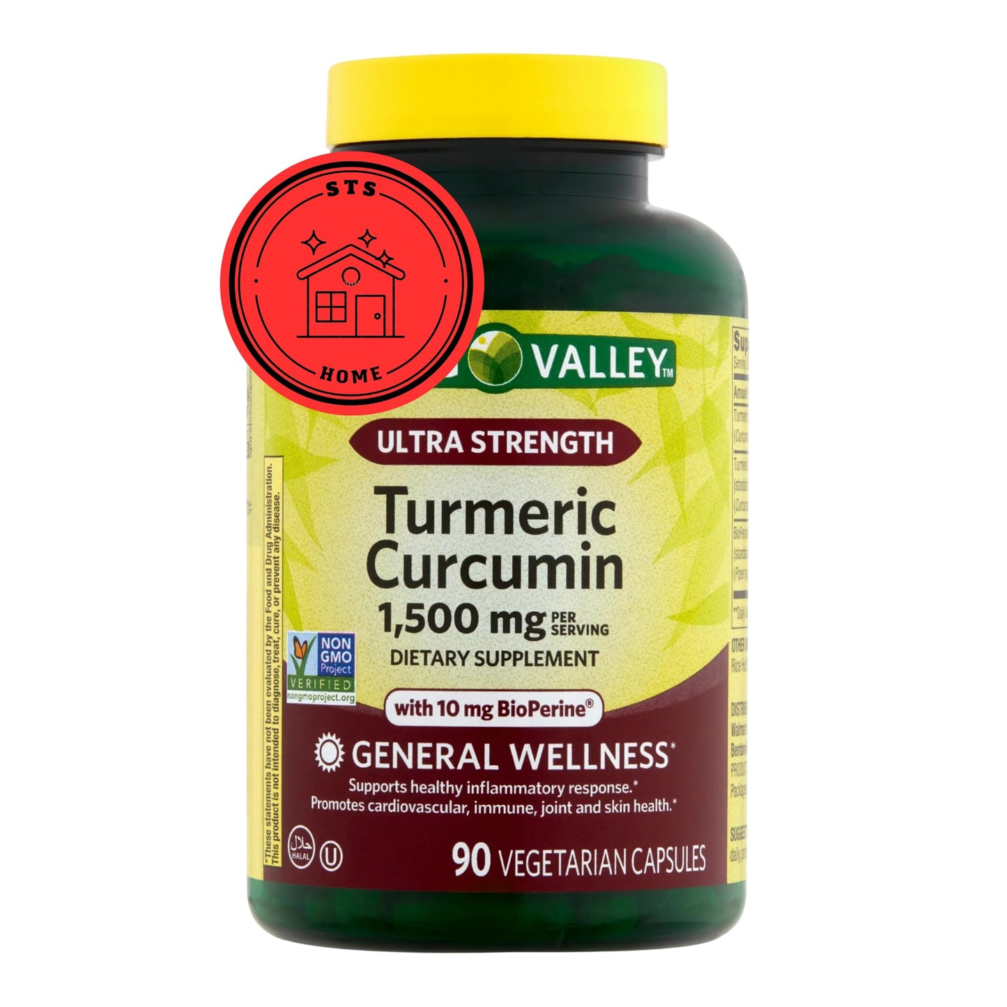Spring Valley Turmeric Supplement | Turmeric Curcumin Ultra Strength 1,500 mg, 90 Count + STS Sticker