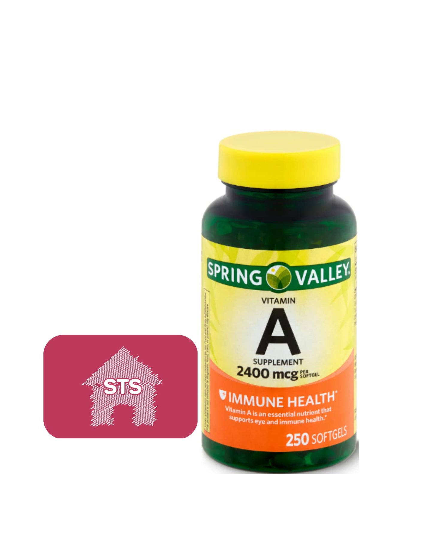 Spring Valley Vitamin A Supplement 2400 mcg, 250 Count + STS Sticker