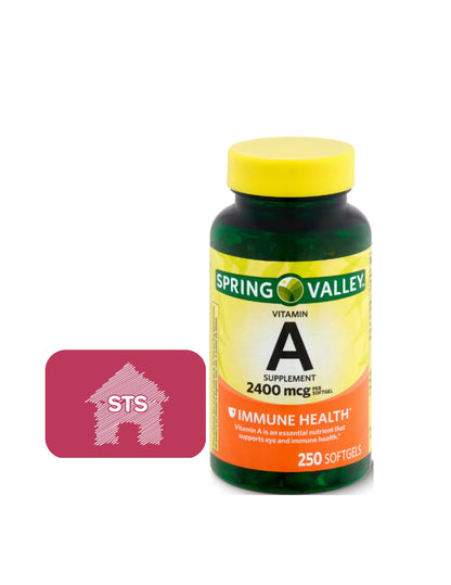 Spring Valley Vitamin A Supplement 2400 mcg, 250 Count + STS Sticker