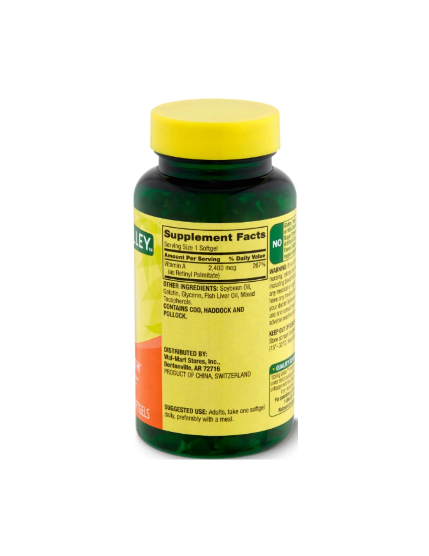 Spring Valley Vitamin A Supplement 2400 mcg, 250 Count + STS Sticker