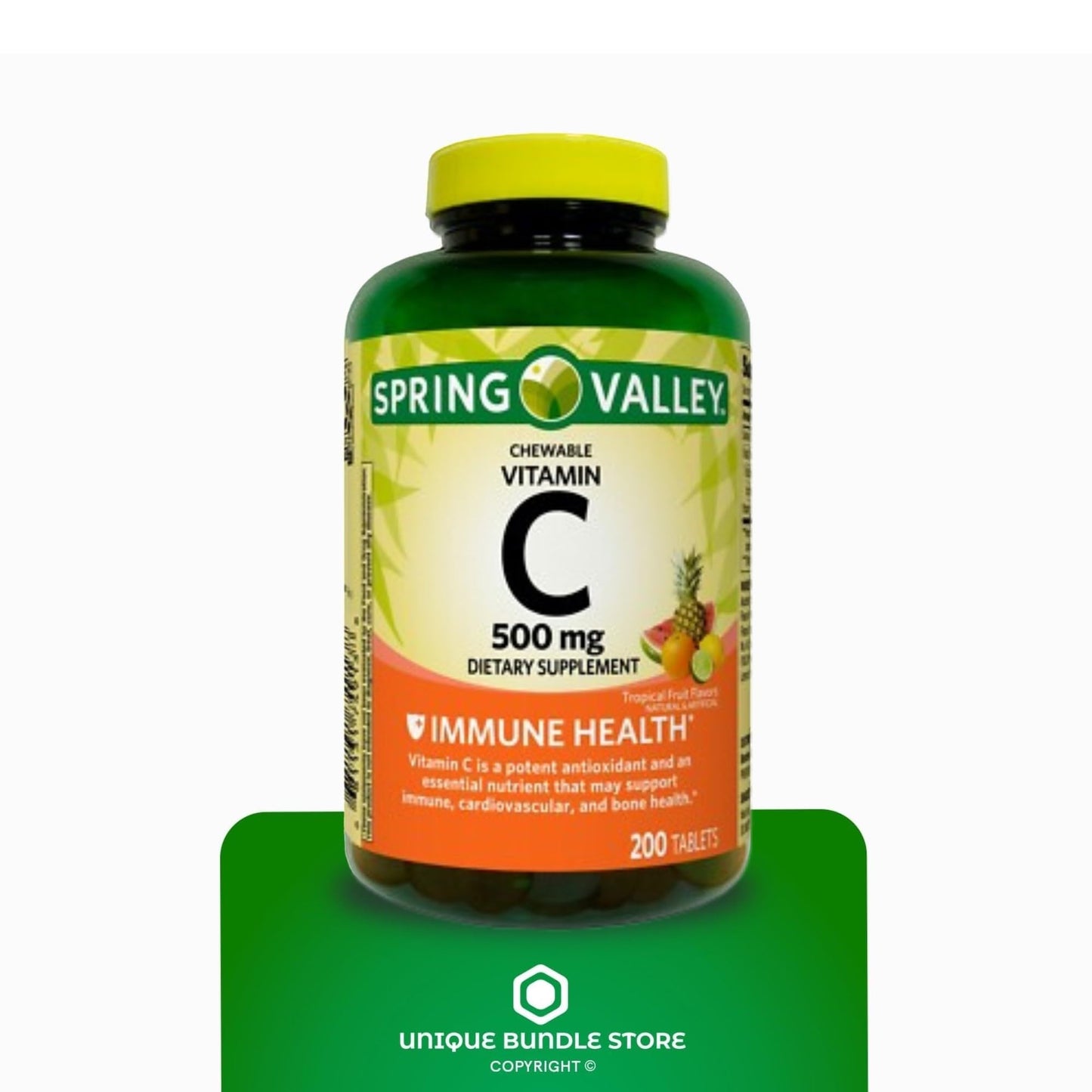 Spring Valley Vitamin C 500mg Chewable Tablets – Tropical Fruit Flavor, 200 Count (Pack of 2)