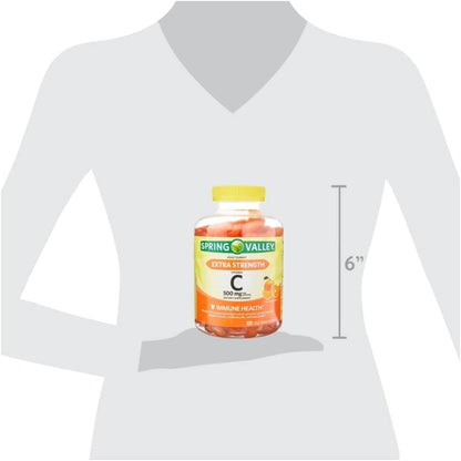 Spring Valley Extra Strength Vitamin C Immune Health Gummies - 500 mg, 120 Count | Vegetarian, Orange Flavor