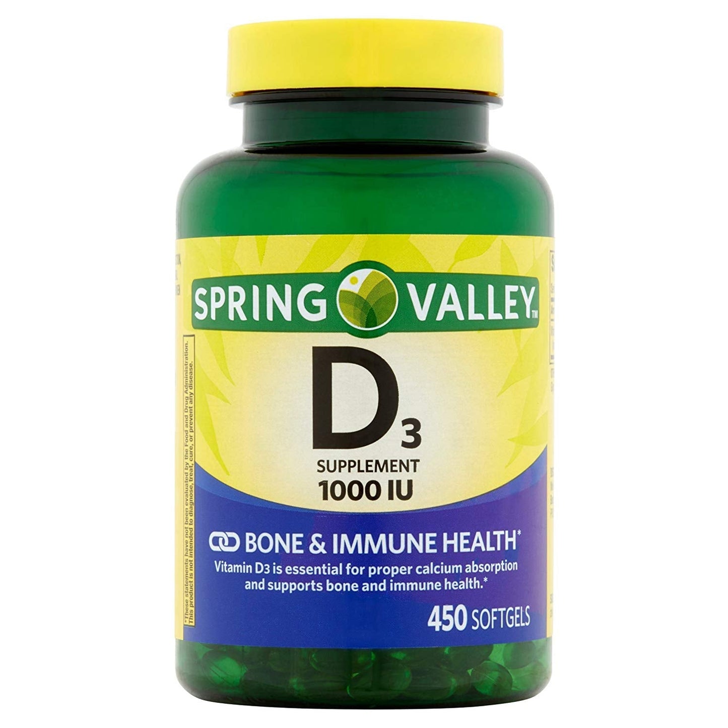Spring Valley Vitamin D-3 1000 IU - 450 Softgels | Vitamin D Supplement