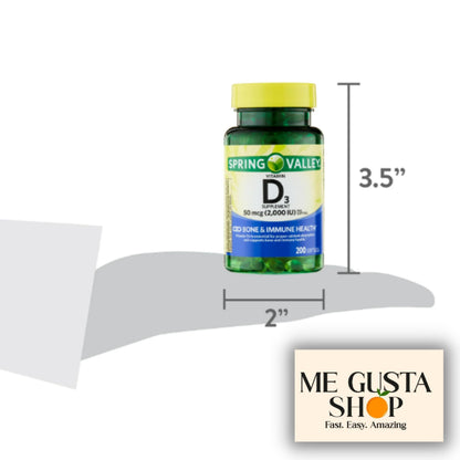 Spring Valley Vitamin D3 50 mcg (2000 IU) - 200 Count with Pill Organizer