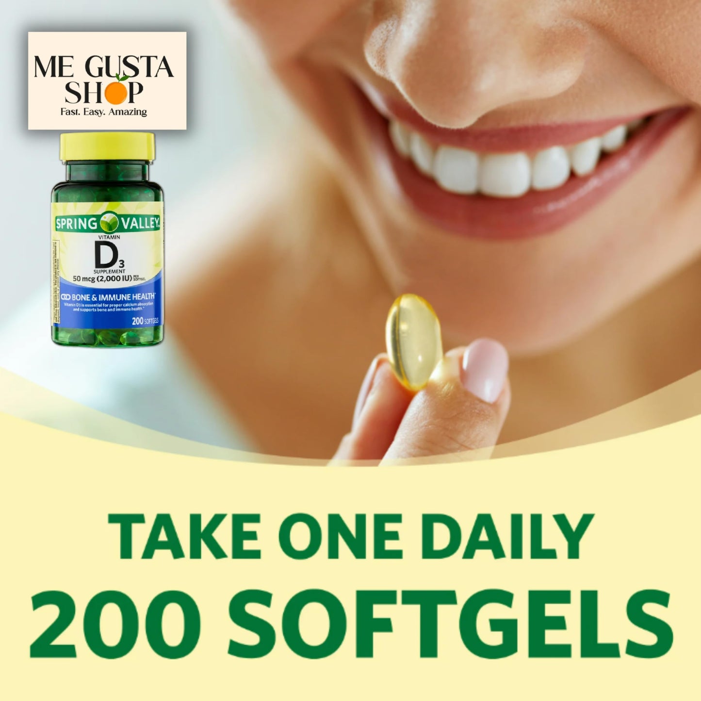 Spring Valley Vitamin D3 50 mcg (2000 IU) - 200 Count with Pill Organizer