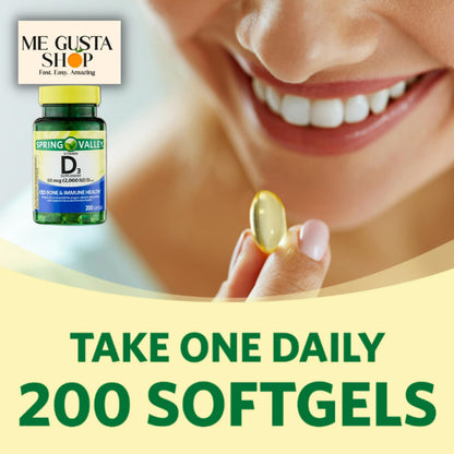 Spring Valley Vitamin D3 50 mcg (2000 IU) - 200 Count with Pill Organizer
