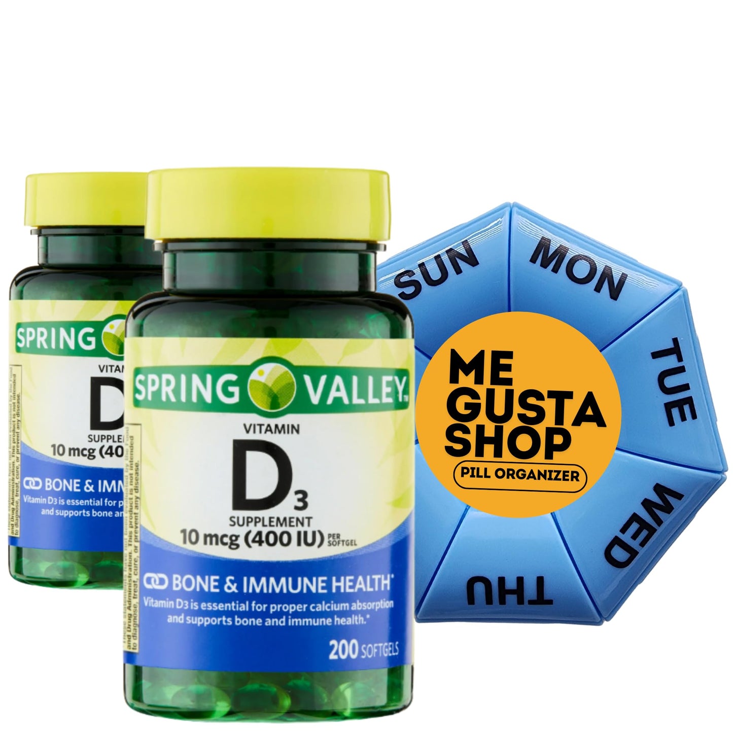 Spring Valley Vitamin D3 Softgels 400 IU (10 mcg), 200 Count Pack of 2 – Me gustas Sticker