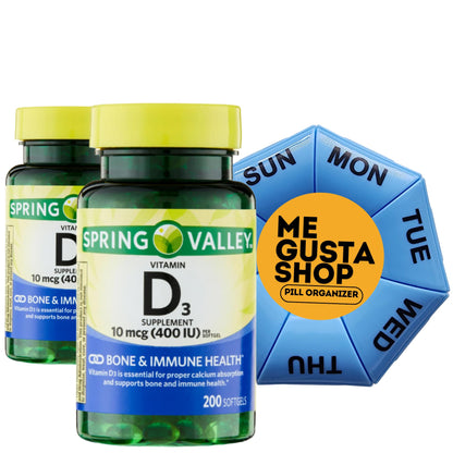 Spring Valley Vitamin D3 Softgels 400 IU (10 mcg), 200 Count Pack of 2 – Me gustas Sticker