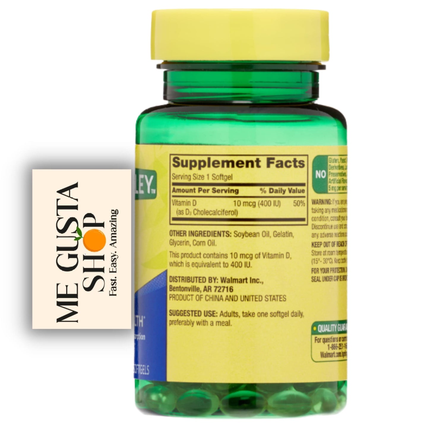 Spring Valley Vitamin D3 Softgels 400 IU (10 mcg), 200 Count Pack of 2 – Me gustas Sticker