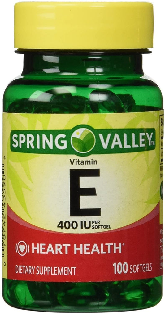 Spring Valley Vitamin E 400 IU - Water Soluble, 100 Softgels BritishVita | Premium UK Vitamins & Wellness Supplements