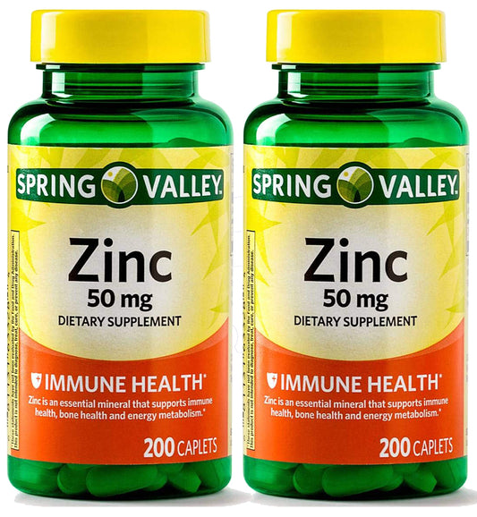 Spring Valley Zinc 50 mg – 200 Ct (2 Pack) | Daily Immune Support Supplement BritishVita | Premium UK Vitamins & Wellness Supplements