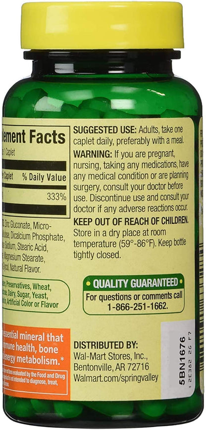 Spring Valley Zinc 50 mg – 200 Ct (2 Pack) | Daily Immune Support Supplement