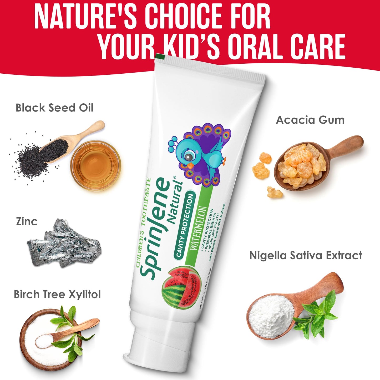 SprinJene Natural Children's Toothpaste – Fluoride-Free Strawberry for Kids | Made in USA 2-Pack