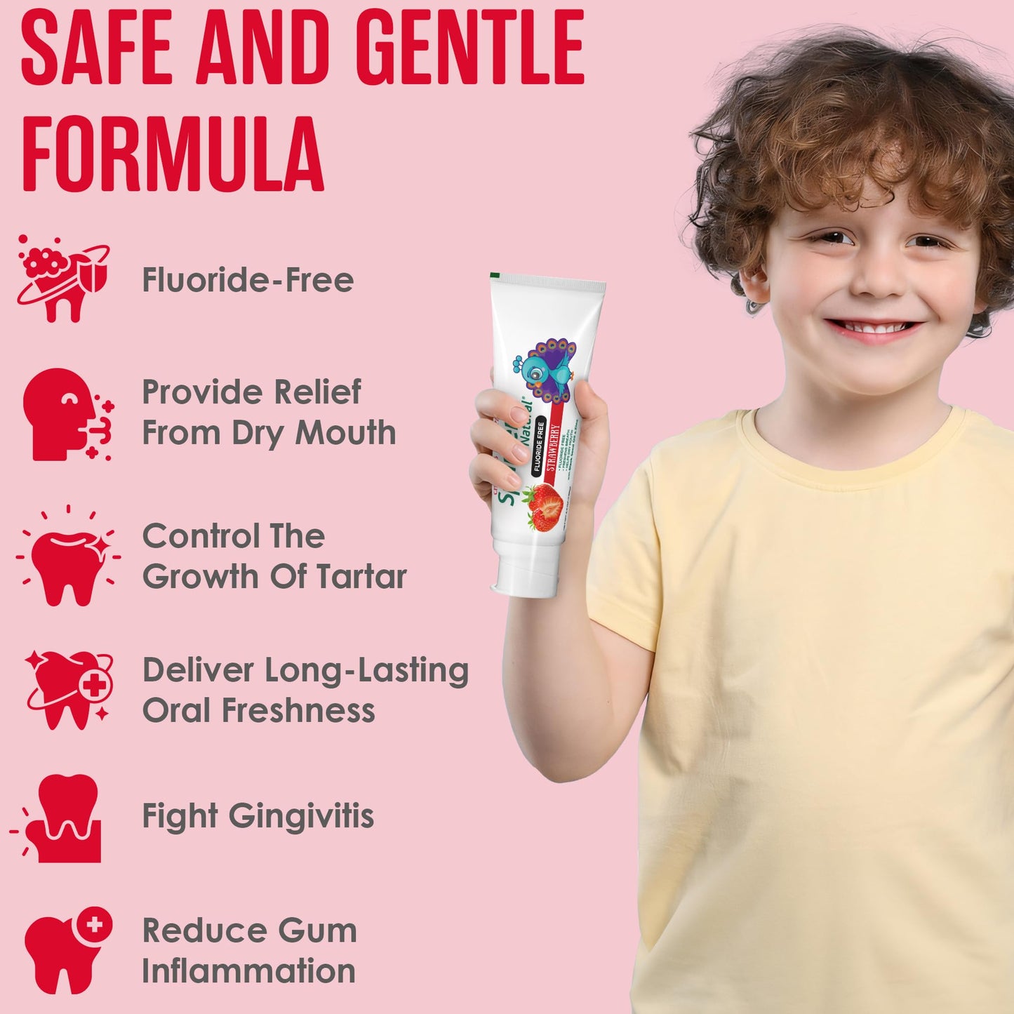 SprinJene Natural Children's Toothpaste – Fluoride Free Strawberry for Toddlers & Kids – Made in the USA