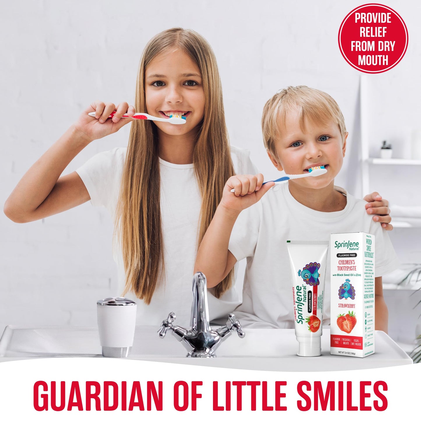 SprinJene Natural Children's Toothpaste – Fluoride Free Strawberry for Toddlers & Kids – Made in the USA