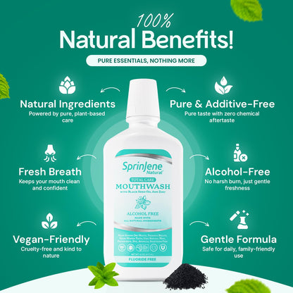 SprinJene Alcohol Free Mouthwash with Xylitol – Fluoride Free, Vegan & Made in USA (2 Pack)