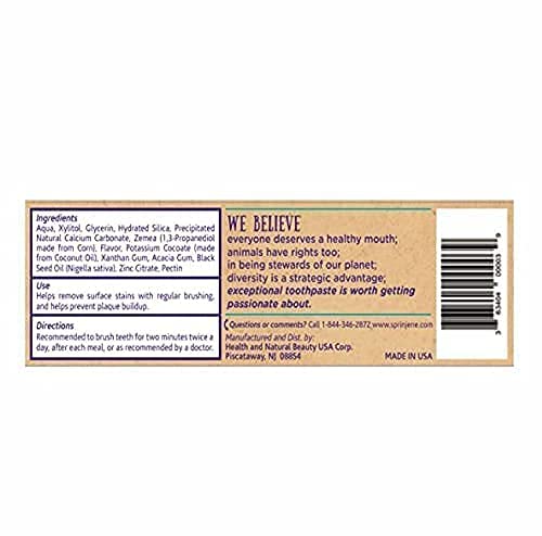 SprinJene Natural Children’s Toothpaste – Fluoride Free Vanilla Toothpaste for Toddlers & Kids – Gentle Safe Natural Formula with Patented Black Seed Oil & Zinc – Made in The USA (4 Pack)
