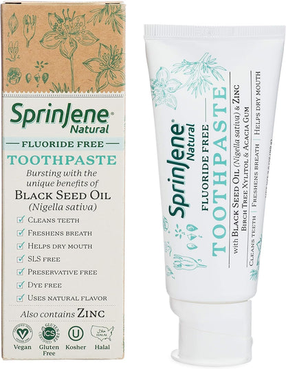 SprinJene Natural Toothpaste – Fluoride Free Clove & Mint for Healthy Gums & Fresh Breath – Made in USA (2 Pack)