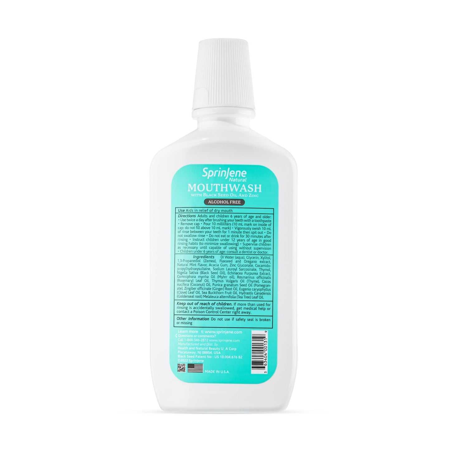 SprinJene Alcohol Free Mouthwash with Xylitol – Fluoride Free, Vegan & Made in USA (2 Pack)