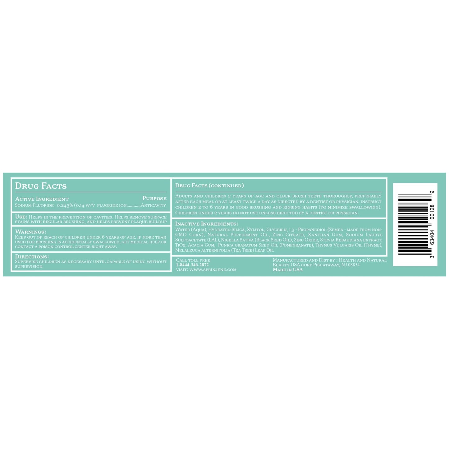 SprinJene Natural Total Care Toothpaste – Fluoride, Black Seed Oil & Zinc | Made in USA (4 Pack)