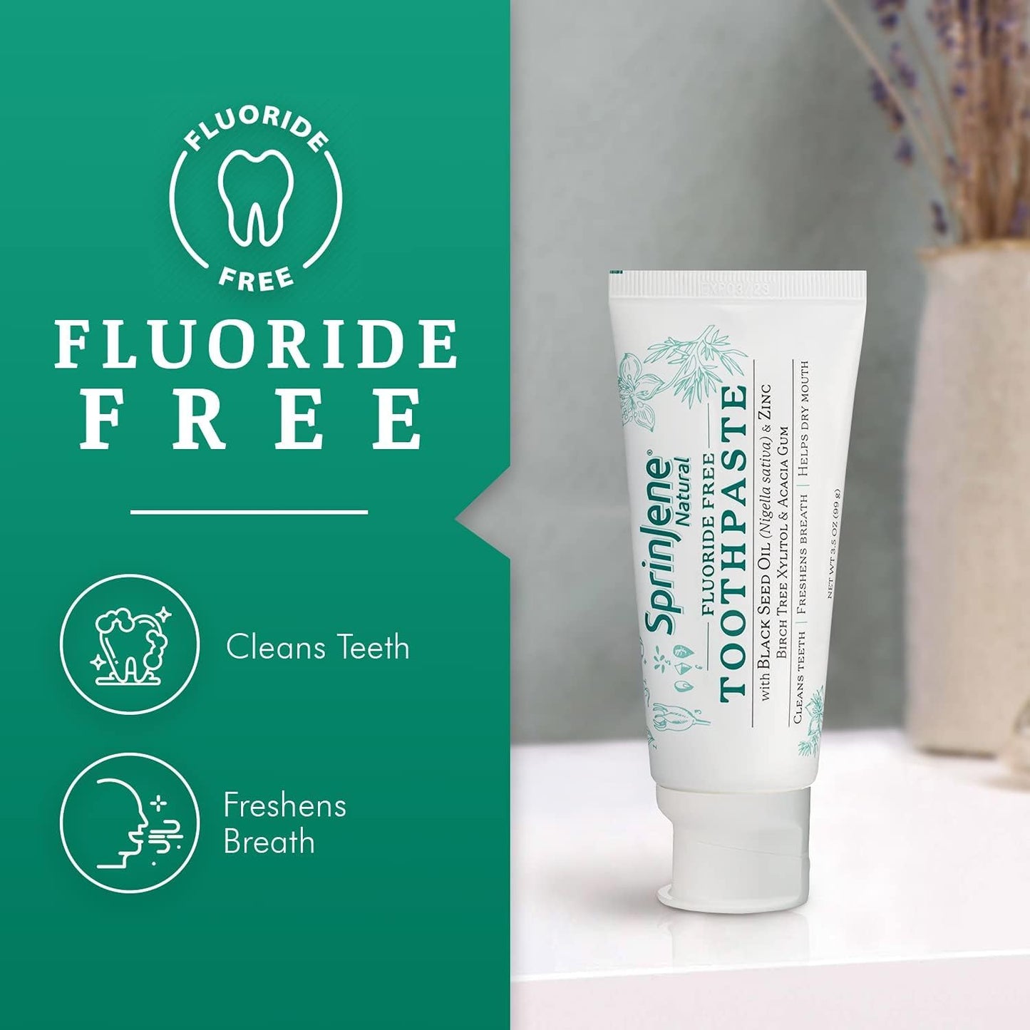 SprinJene Fluoride-Free Clove & Mint Toothpaste – Gum Care with Black Seed Oil & Zinc (USA Made) – 4 Pack