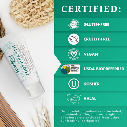 SprinJene Fluoride-Free Clove & Mint Toothpaste – Gum Care with Black Seed Oil & Zinc (USA Made) – 4 Pack