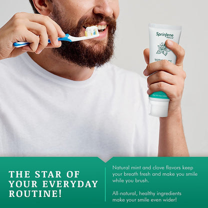 SprinJene Natural Total Care Fluoride Free Toothpaste – Patented Formula with Black Seed Oil & Zinc – Dry Mouth Toothpaste for Fresh Breath & Strong Teeth – Made in The USA (4 Pack)