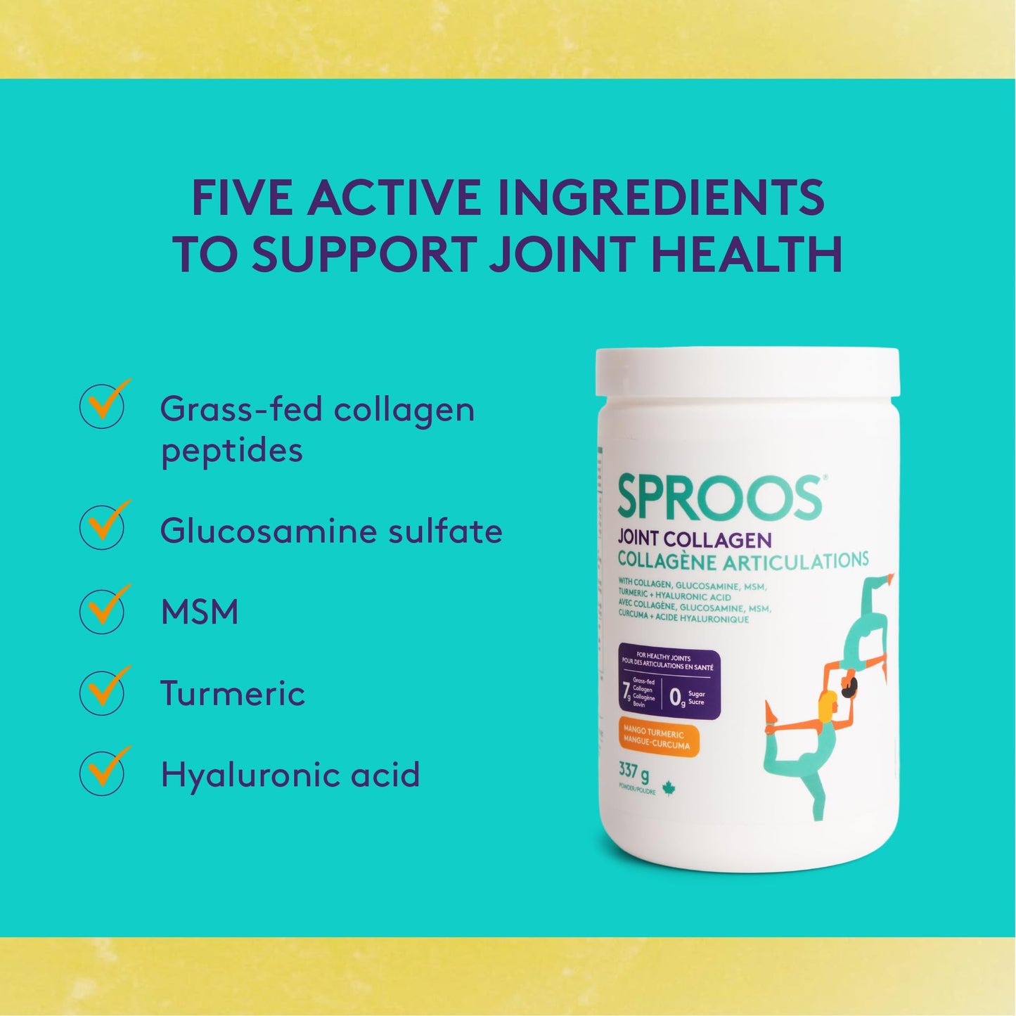 SPROOS Joint Collagen Mango Turmeric 337g | 7 g Collagen per Serving