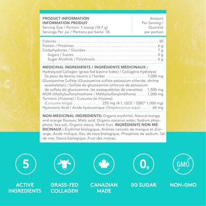 SPROOS Joint Collagen Mango Turmeric 337g | 7 g Collagen per Serving