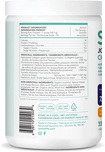 SPROOS Joint Collagen Mango Turmeric 337g | 7 g Collagen per Serving