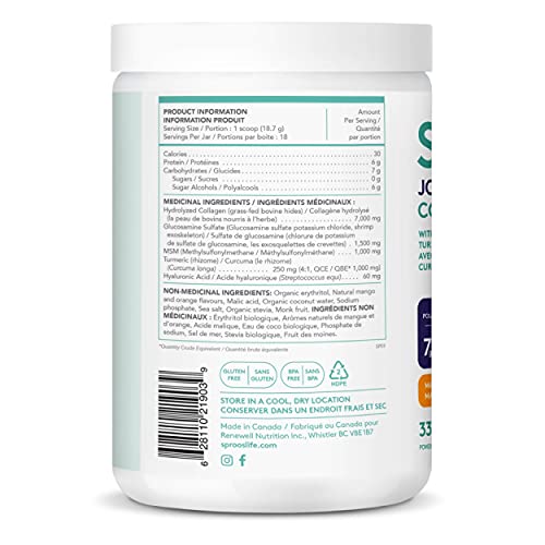 SPROOS Joint Collagen Mango Turmeric 337g | 7 g Collagen per Serving