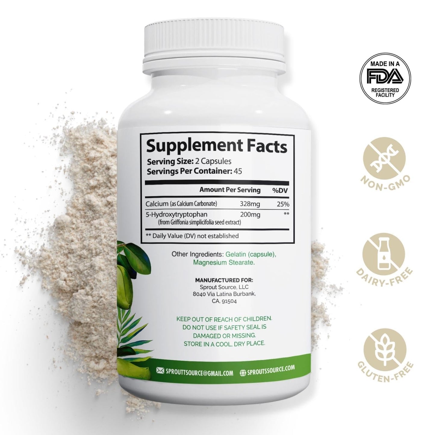 Sprout Source 5-HTP 200mg – Sleep & Mood Support | 90 Capsules