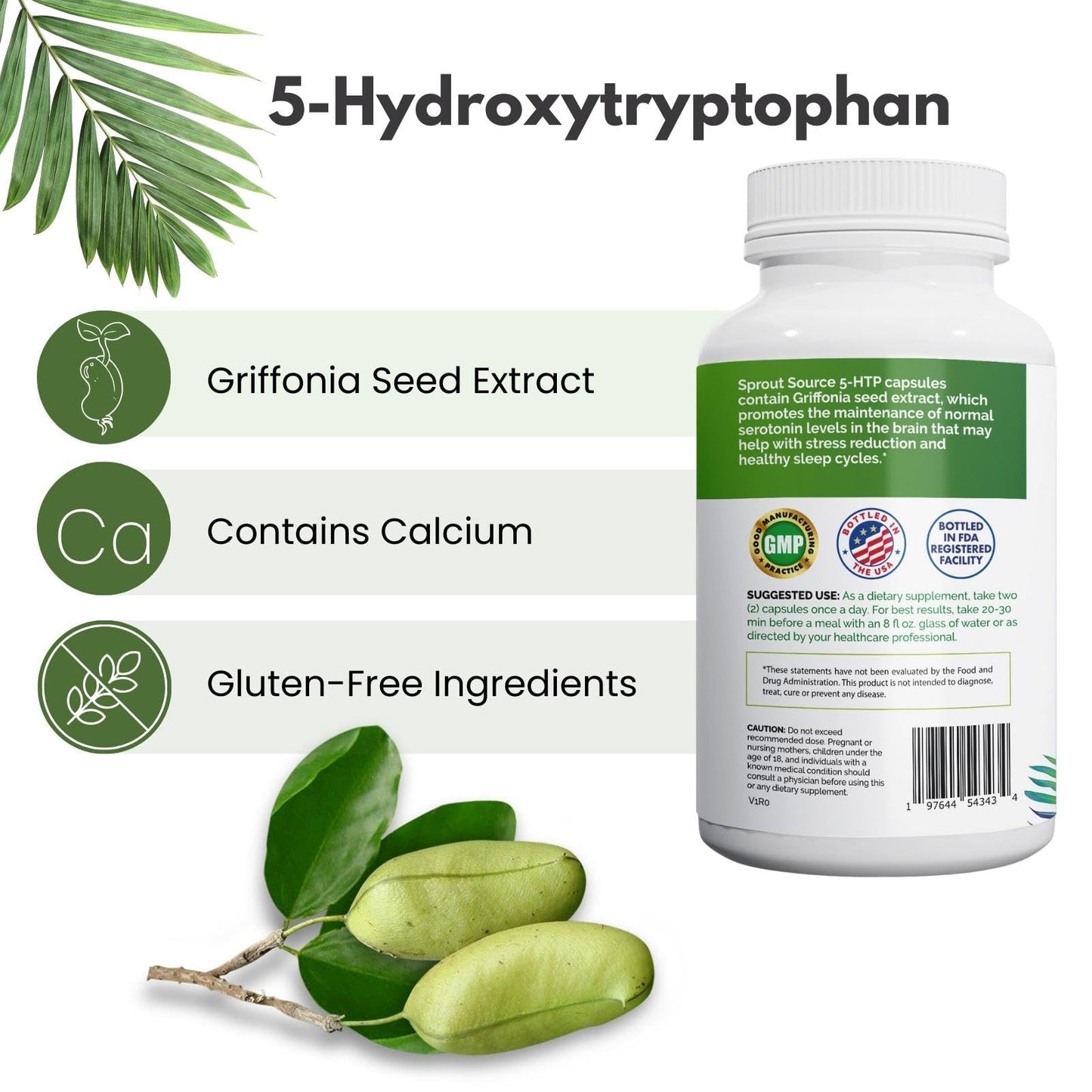 Sprout Source 5-HTP 200mg – Sleep & Mood Support | 90 Capsules