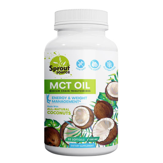 Sprout Source Keto MCT Oil Softgels 1000mg: C8/C10, 90 Softgels, Non-GMO, Gluten-Free BritishVita | Premium UK Vitamins & Wellness Supplements