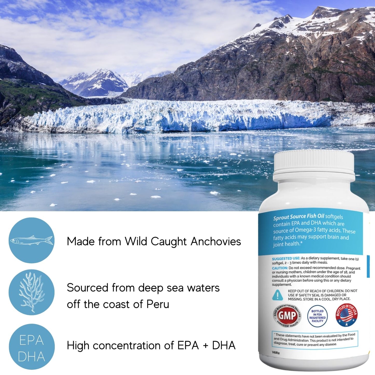 Sprout Source Sea-Harvested Pelagic Omega-3 Fish Oil 1200mg – Heart Health, Brain & Eyes Support – Lemon Flavor, 90-Day Supply, 90 Softgels