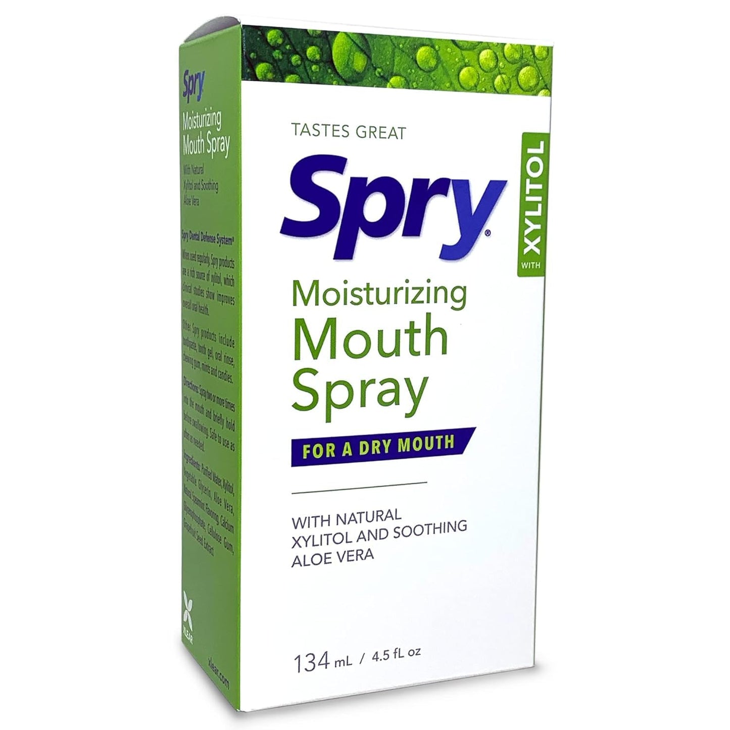 Spry Natural Xylitol Dry Mouth Spray – On-The-Go Spearmint, Non-GMO, Gluten-Free (Pack of 2, 4.5 fl oz)