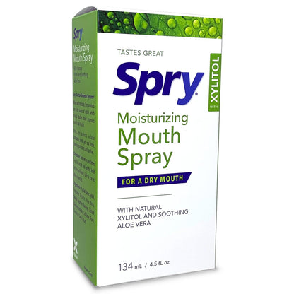 Spry Natural Xylitol Mouth Spray – Moisturizing Dry Mouth, Stop Bad Breath, Spearmint, 4.5 oz (Non-GMO)