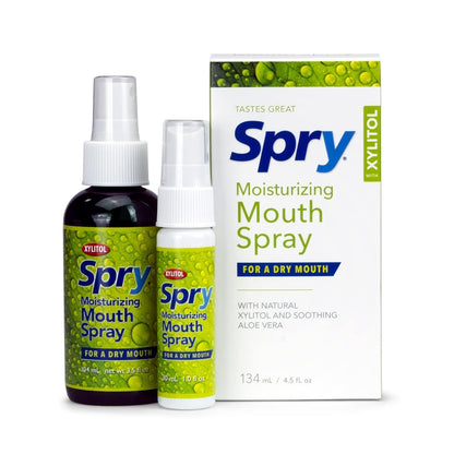 Spry Natural Xylitol Mouth Spray – Moisturizing Dry Mouth, Stop Bad Breath, Spearmint, 4.5 oz (Non-GMO)