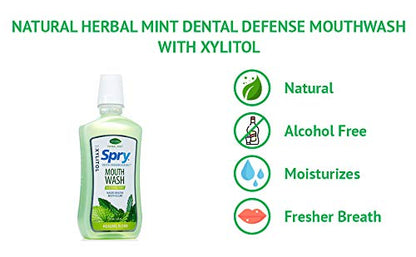Spry Natural Xylitol Mouthwash - Fluoride Free, Enamel Support, Alcohol-Free (16 fl oz x 2)