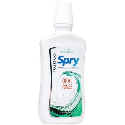 Spry Natural Xylitol Mouthwash – Fluoride Free, Enamel Support, Spearmint, 16 oz