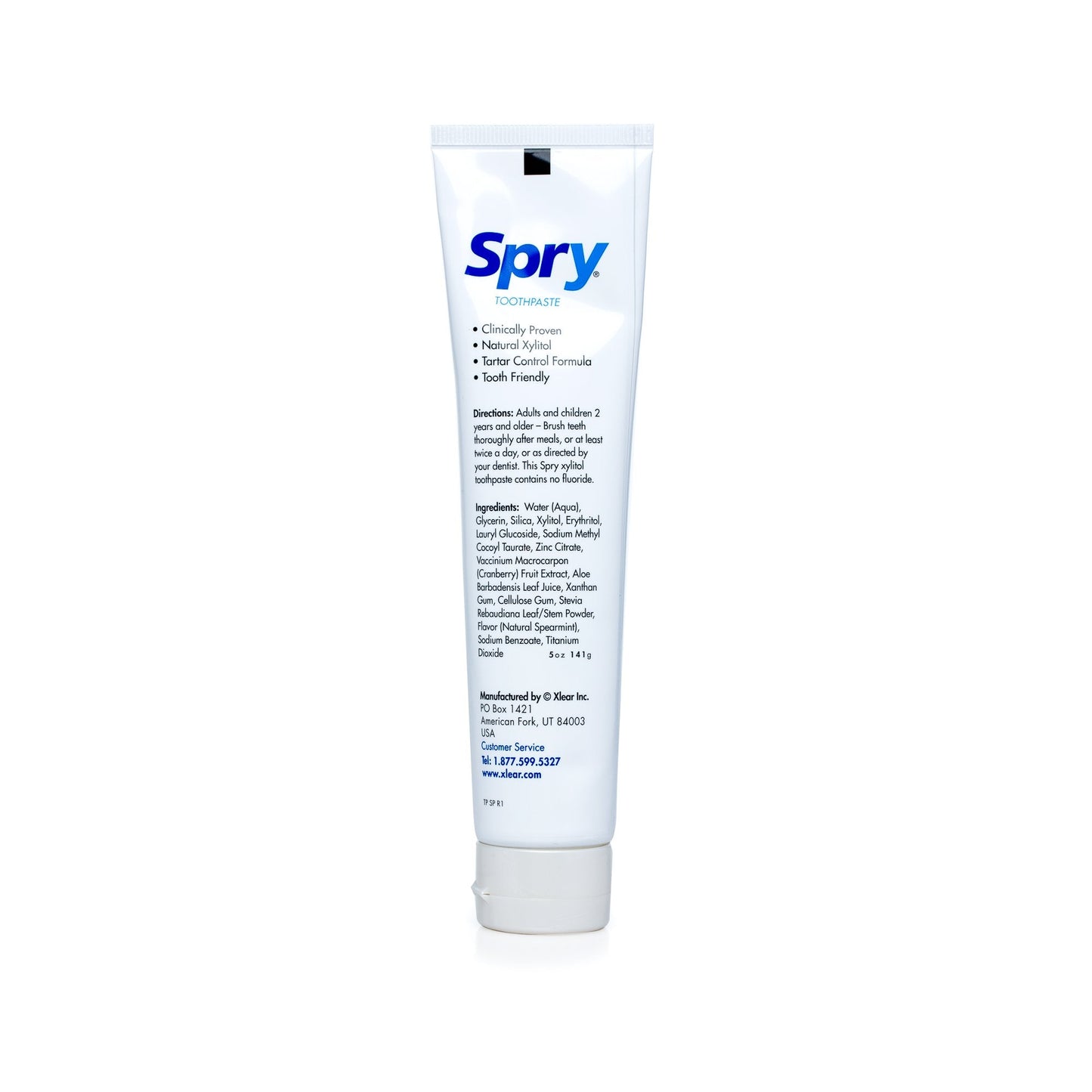 Spry Natural Xylitol Toothpaste 5oz – Fluoride Free, Gentle for Sensitive Teeth, Spearmint