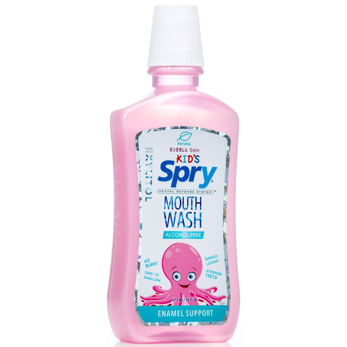 Spry Xylitol Mouthwash with Enamel Support — Fluoride Free, Alcohol Free, Bubble Gum (16 fl oz)