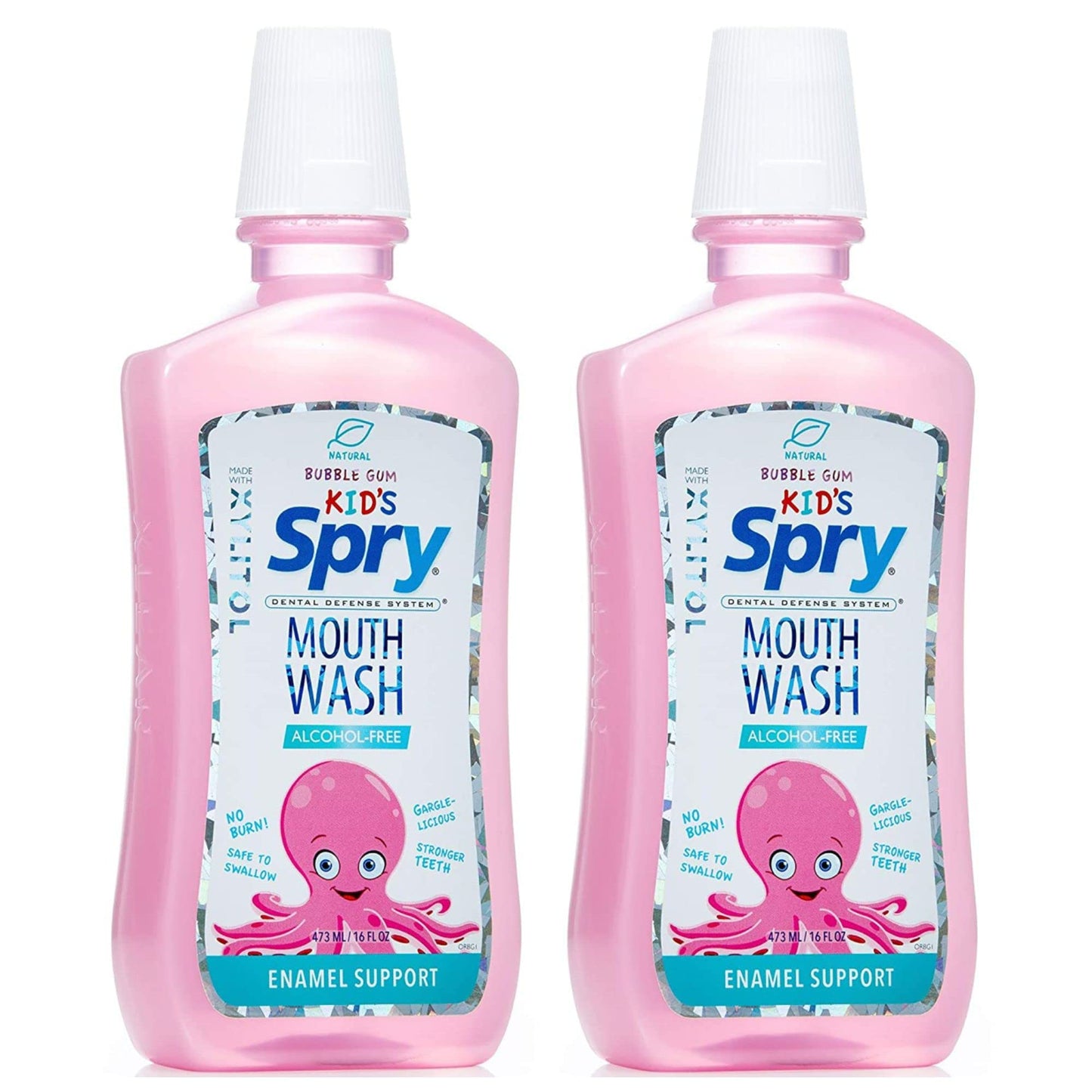 Spry Natural Xylitol Mouthwash Fluoride Free with Enamel Support - Bubble Gum (16 fl oz, Pack of 2)