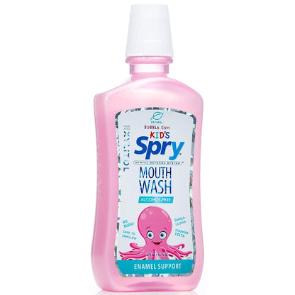 Spry Natural Xylitol Mouthwash Fluoride Free with Enamel Support - Bubble Gum (16 fl oz, Pack of 2)