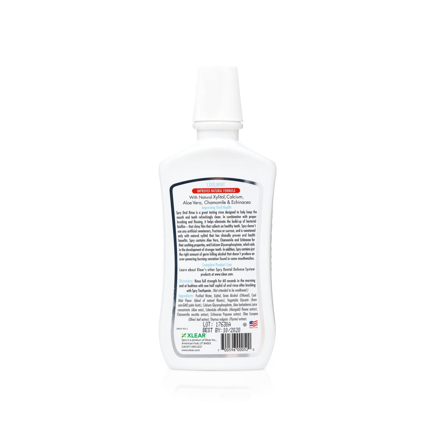 Spry Xylitol Mouthwash Fluoride Free with Enamel Support – Coolmint (2x16 oz)